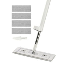 Self-Wringing Microfiber Flat Mop with 4 Reusable Pads for Hardwood & Tile Cleaning