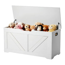 Kids Wooden Storage Bench with Safety Hinge (White)