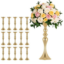 Wedding Flower Vase 15" Gold Crystal Centerpiece Vase for Wedding & Party Decor (16 PCS)