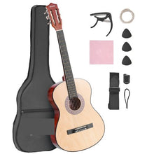38 Inch Classical Guitar Starter Kit Natural Basswood Guitar with Gig Bag & Accessories