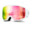 Ski Goggles with Pink Revo Cylindrical Lens OTG Anti-Fog for Men Women & Youth