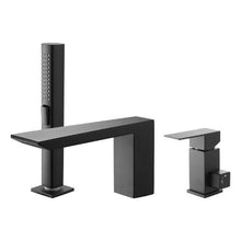 Roman Tub Faucet 3-Hole Waterfall Bathtub Faucet Set Shower Head Deck-Mount (Matte Black)