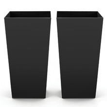 30" Tall Planters Black Tapered Outdoor Flower Pots with Casters (Set of 2)