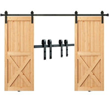8FT Sliding Barn Door Hardware Kit 330LB Heavy Duty Double Door Track Smooth & Silent J-Shape Rollers Fits 1.3"-1.8" Thick Doors
