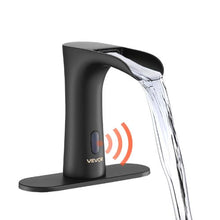 9/16" Touchless Bathroom Sink Faucet Automatic Motion Sensor Waterfall Tap with Cover Plate Hot/Cold