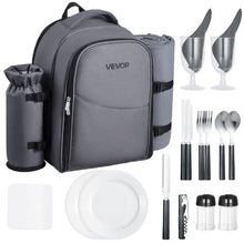 2 Person Picnic Backpack Insulated Cooler Compartment wid Bottle/Wine Holder for Hiking Camping