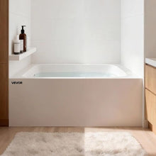 48" x 30" Contemporary Alcove Acrylic Bathtub Soaking Tub with Left Hand Drain Overflow Hole Integral Flange (White)