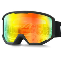 Ski Goggles with Orange Revo Cylindrical Lens OTG Anti-Fog for Men Women & Youth