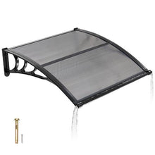 38 x 40 in Door Awning Canopy Polycarbonate Front Door Cover Rain & UV Protection (Smoky Gray)