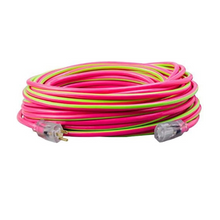100 ft. 12/3 SJTW Outdoor Extension Cord w/ Light End Pink/Lime Green 2549SW0077 (Pack of 4)