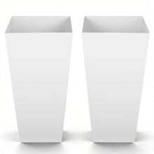 26" Tall Planters Large White Tapered Outdoor Flower Pots with Casters Inner Pots & Drainage (Set of 2)