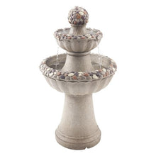 2-Tier Rock Water Fountain 36.5" Floor Standing with Pump Indoor/Outdoor Garden Decor