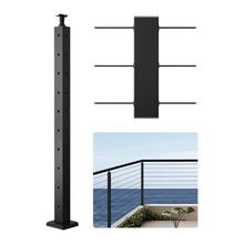 36" Corner Railing Post L-Shaped Pre-Drilled Holes Black Stainless Steel 1-Pack
