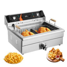 Commercial Deep Fryer 3000W Electric Turkey Fryer 30.6Qt/29L Stainless Steel with Basket & Temp Control Silver