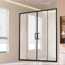 Semi-Frameless Shower Door 57.8-59 W x 70 H in Matte Black Double Sliding