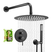 10" Round Rainfall Shower System with Handheld – (Matte Black)