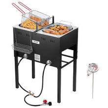 50,000 BTU Outdoor Propane Deep Fryer – Dual 16QT Commercial Stainless Steel Fish Cooker with 3  for Catering Events & Camping