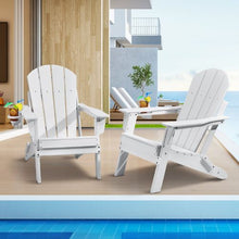Plastic Adirondack Chairs with Cup Holder Folding All-Weather Outdoor Chairs (White) (Set of 2)