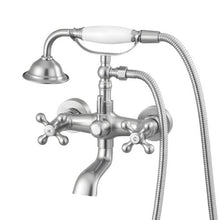 Clawfoot Tub Faucet Wall-Mount Bathtub Filler Handheld Shower Brushed Nickel 360° Spout