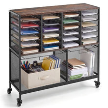 Rolling File Cart 24-Slot Mobile Filing Cabinet with Lockable Wheels 264.55 LBS Capacity (Black)