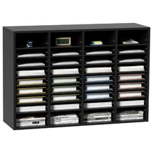 36 Compartments Wood Literature Organizer with Removable Shelves Mailboxes Slot for Office Home Classroom (Black)