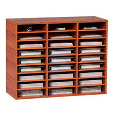 27-Compartment Wooden Literature Organizer with Adjustable Shelves for Office & Home Center Storage for Files & Documents (Brown)