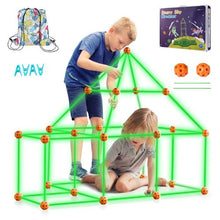 85 PCS Glow-in-the-Dark Fort Building Kit for Kids, STEM Construction Toy with 55 Rods & 30 Balls, Ages 4–8+