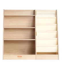 4-Tier Kids Wooden Bookshelf with Sling Design and Storage for Kids Room Playroom Nursery Kindergarten
