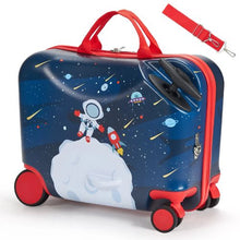 Kids Ride-On Luggage – 18" Carry-On for Kids (Blue & White)