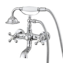 Clawfoot Tub Faucet Wall Mount Bathtub Filler with Handheld Shower Chrome Adjustable Swing Arms & 360° Spout