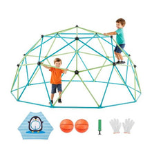 10FT Geometric Dome Climber for Kids 1000LBS Capacity Octopus Net & 2 Basketballs Easy Assembly Outdoor Playground Toy for Boys & Girls
