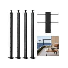 42" Black Deck Railing Post Stainless Steel Horizontal Holes