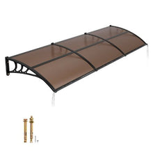 38 x 117 in Door Awning Canopy Polycarbonate Front Door Cover Rain & UV Protection (Brown)