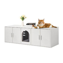57.9-Inch Cat Litter Box Enclosure for 2 Cats Hidden Double-Room Wooden Cabinet Fits Most Litter Boxes (White)