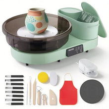 Pottery Wheel 14" & 11" Turntables 450W Electric Wheel Foot Pedal 30-300 RPM Aluminum Body (Green)