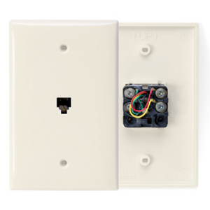 6P4C Midsize Telephone Wall Jack Light Almond 40539-PMT