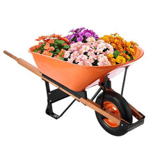 Heavy-Duty Garden Wheelbarrow – 6 Cu. Ft. Load 330 lbs Capacity Single Wheel 16" Wide Track Easy Loading Dump Cart