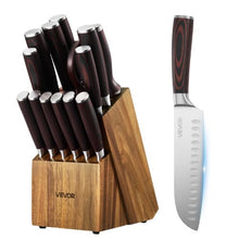 15-Piece Kitchen Knife Set with Block & Sharpener High Carbon Stainless Steel