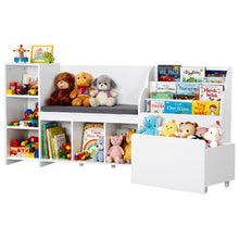 Kids Reading Nook with Bookshelf & Storage Bench (White)