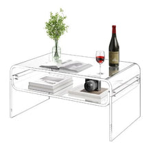 Clear Acrylic 2-Tier Coffee Table with Storage Shelf 19.7 x 31.5 x 15-Inch
