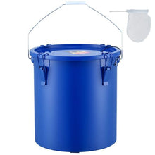 6-Gal Fryer Grease Bucket Carbon Steel Oil Disposal Caddy with Rust-Proof Coating Lid Lock Clips Filter Bag – (Blue)