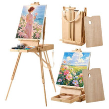 French Easel Foldable Portable Sketchbox Beech Wood Adjustable Height & Angle Drawer & Palette