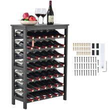 42 Bottle Wine Rack with 7-Tier Solid Bamboo Wood Storage Racks for for Kitchen Bar and Cellar (Black)