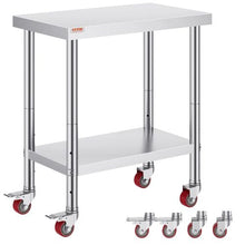 30 X 18 In Stainless Steel Work Table with 4 Wheels  for Commercial Kitchen Restaurant GZT76-4585