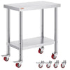 30 X 18 In Stainless Steel Work Table with 4 Wheels  for Commercial Kitchen Restaurant GZT76-4585