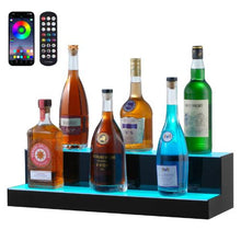 24 Inch LED Lighted Liquor Bottle Display  2 Tiers With RF Remote & App Control