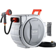 100 ft Retractable Garden Hose Reel 1/2" Wall-Mounted Hose Reel with 9-Function Nozzle & Auto Rewind