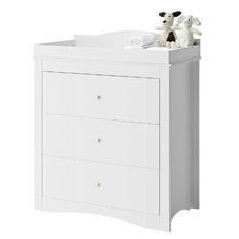 Nursery Changing Table Dresser with 3 Drawers Baby Diaper Station with Storage Organizer (White)