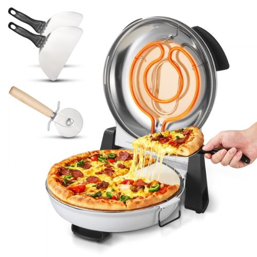 12-Inch Electric Pizza Oven 1200W Cordierite Stone 5-Mode Temperature ...