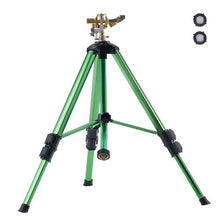 Impact Tripod Sprinkler Brass 360° Irrigation Sprinkler with Adjustable Height & 3/4" Connector for Yard (Green)